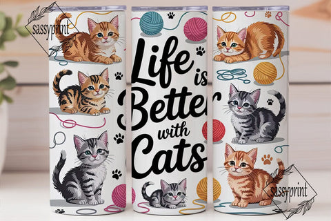 Cute Kittens 20oz Tumbler Wrap Sublimation sassyprint 