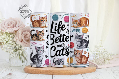 Cute Kittens 20oz Tumbler Wrap Sublimation sassyprint 