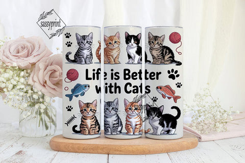 Cute Kittens 20oz Tumbler Wrap Sublimation sassyprint 