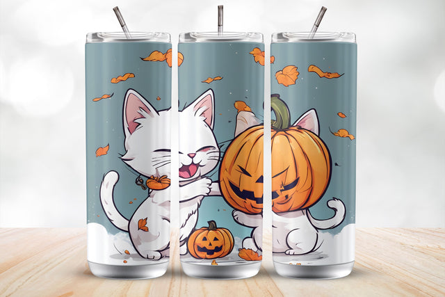 Cute Kittens Halloween 20Oz Tumbler Wrap Sublimation Design Sublimation MockupSvgVenue 
