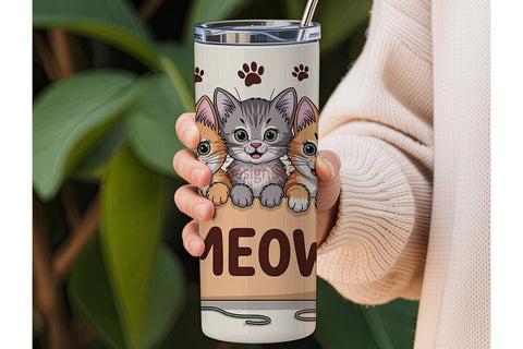 Cute Kittens in Box 20oz Tumbler Wrap Sublimation DesignSVG 