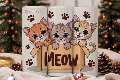 Cute Kittens in Box 20oz Tumbler Wrap Sublimation DesignSVG 