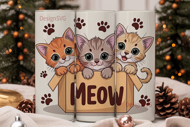 Cute Kittens in Box 20oz Tumbler Wrap Sublimation DesignSVG 