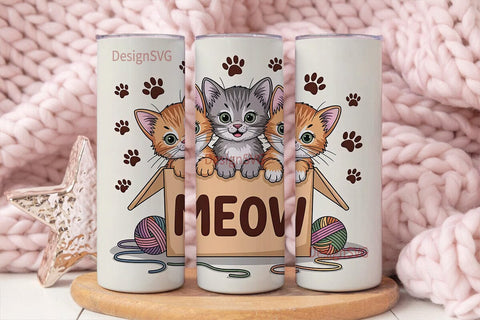 Cute Kittens in Box 20oz Tumbler Wrap Sublimation DesignSVG 