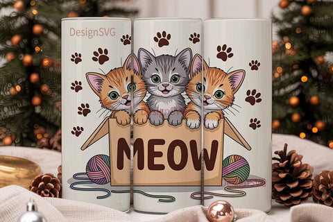 Cute Kittens in Box 20oz Tumbler Wrap Sublimation DesignSVG 