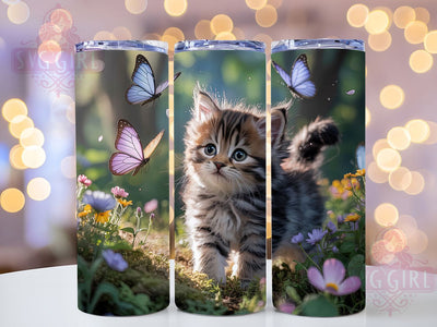 Cute Kitty Butterfly 20oz Tumbler, Animal Butterfly Wrap, Adorable Cup Design, Sublimation Tumbler Wrap, 20Oz Tumbler Design, Pet Lover Cup, Whimsical Kitty Butterfly Sublimation SvggirlplusArt 