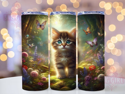 Cute Kitty Butterfly 20oz Tumbler, Animal Butterfly Wrap, Adorable Cup Design, Sublimation Tumbler Wrap, 20Oz Tumbler Design, Pet Lover Cup, Whimsical Kitty Butterfly Sublimation SvggirlplusArt 