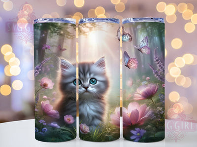Cute Kitty Butterfly 20oz Tumbler, Animal Butterfly Wrap, Adorable Cup Design, Sublimation Tumbler Wrap, 20Oz Tumbler Design, Pet Lover Cup, Whimsical Kitty Butterfly Sublimation SvggirlplusArt 