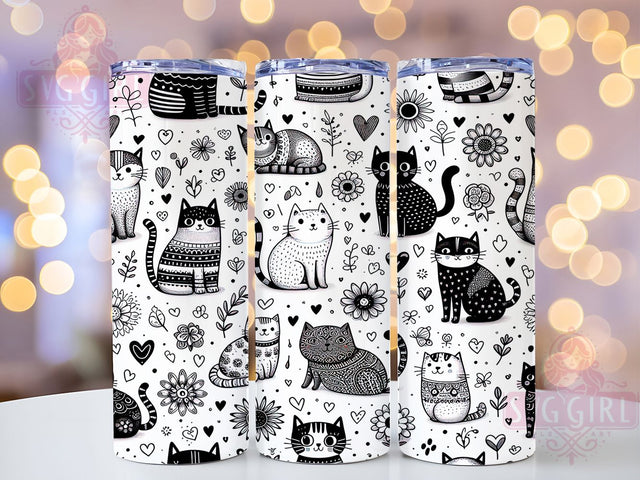 Cute Kitty Cat Lover Tumbler Wrap, Kitty Seamless Pattern, Cat Lover Design, Feline Tumbler Sublimation, 20oz Tumbler Template, Animal Print Wrap, Pet Lover Gift Idea Sublimation SvggirlplusArt 