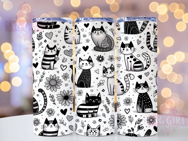 Cute Kitty Cat Lover Tumbler Wrap, Kitty Seamless Pattern, Cat Lover Design, Feline Tumbler Sublimation, 20oz Tumbler Template, Animal Print Wrap, Pet Lover Gift Idea Sublimation SvggirlplusArt 