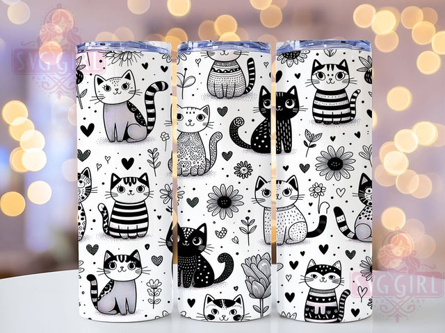 Cute Kitty Cat Lover Tumbler Wrap, Kitty Seamless Pattern, Cat Lover Design, Feline Tumbler Sublimation, 20oz Tumbler Template, Animal Print Wrap, Pet Lover Gift Idea Sublimation SvggirlplusArt 