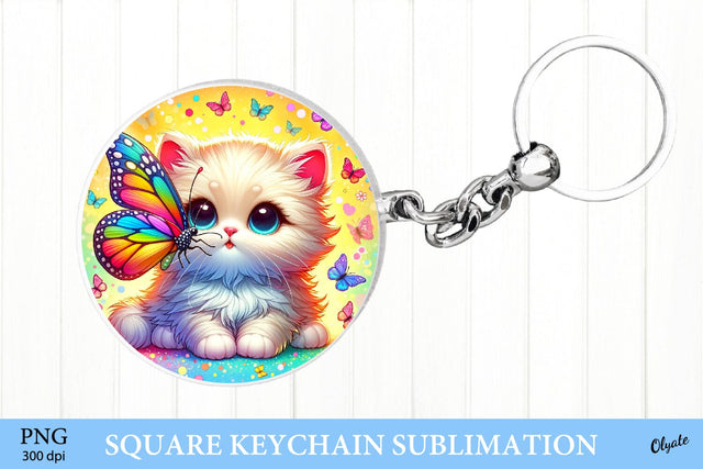 Cute Kitty Round Keychain PNG. Kitty Cat Sublimation Sublimation Olga Terlyanskaya 
