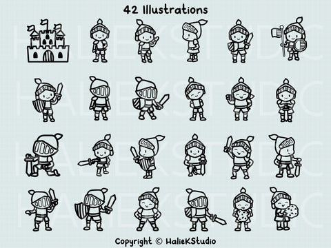 Cute Knights SVG Design Set SVG HalieKStudio 