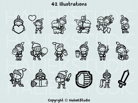 Cute Knights SVG Design Set SVG HalieKStudio 