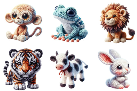 Cute Knitting Animals Clipart Bundle Sublimation designartist 