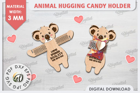 Cute Koala Candy Holder Laser Cut. Valentines Gift SVG SVG Evgenyia Guschina 
