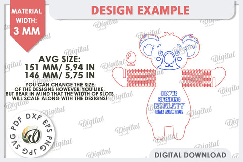 Cute Koala Candy Holder Laser Cut. Valentines Gift SVG SVG Evgenyia Guschina 