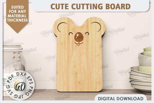 Cute Koala Cutting Board Laser Cut Design. Serving Board SVG SVG Evgenyia Guschina 