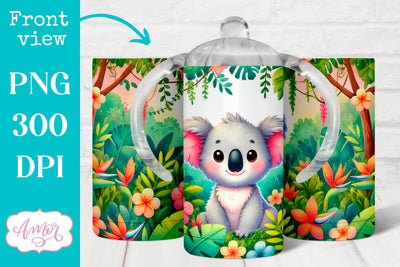 Cute koala sippy cup sublimation PNG | Baby 12oz Kids tumbler Sublimation Amorclipart 