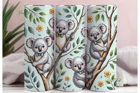 Cute Koala Tumbler Wrap Sublimation PixelChick 