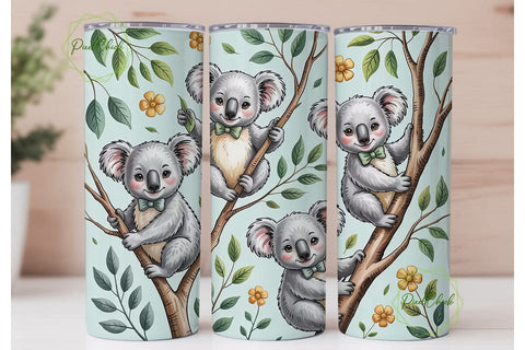 Cute Koala Tumbler Wrap Sublimation PixelChick 