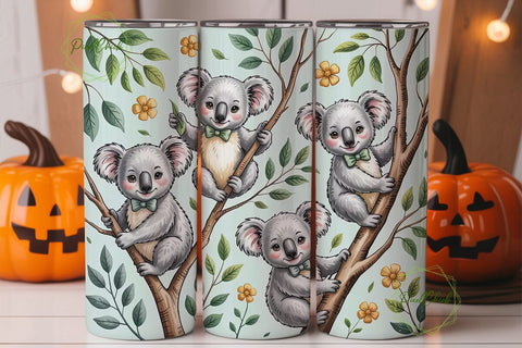 Cute Koala Tumbler Wrap Sublimation PixelChick 