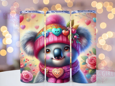 Cute Koala Valentine Tumbler Wrap, Valentine Tumbler, Cute Koala Design, 20oz Wrap, Sublimation Design, Love Drinkware, Valentine's Cup, Animal Lover Gift Sublimation SvggirlplusArt 