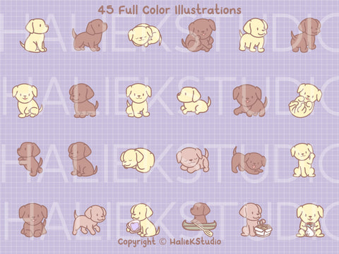 Cute Labradors Color Clip Art Design Set SVG HalieKStudio 
