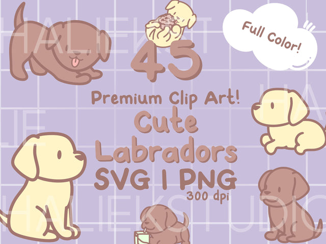 Cute Labradors Color Clip Art Design Set SVG HalieKStudio 