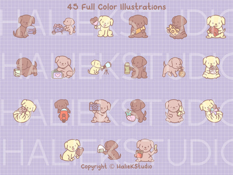 Cute Labradors Color Clip Art Design Set SVG HalieKStudio 