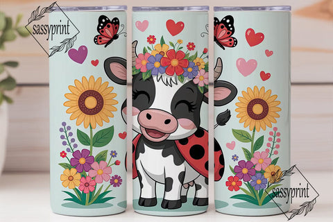Cute Ladybug Cow 20oz Tumbler Wrap Sublimation sassyprint 