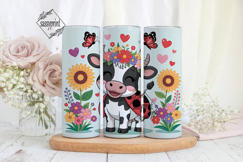 Cute Ladybug Cow 20oz Tumbler Wrap Sublimation sassyprint 