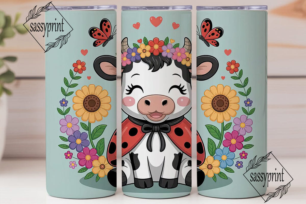 Cute Ladybug Cow 20oz Tumbler Wrap - So Fontsy