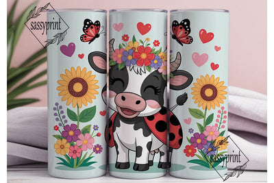 Cute Ladybug Cow 20oz Tumbler Wrap Sublimation sassyprint 
