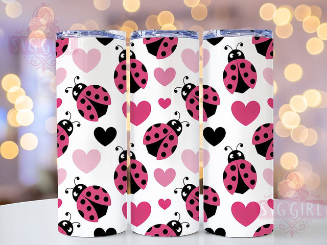Cute Ladybug Pattern Tumbler, Seamless Wrap, Cute Design, Sublimation Art, 20oz Tumbler, Nature Theme, Whimsical Style Sublimation SvggirlplusArt 