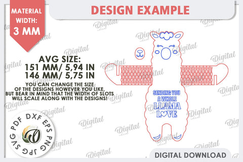 Cute Lama Candy Holder Laser Cut. Valentines Gift SVG SVG Evgenyia Guschina 