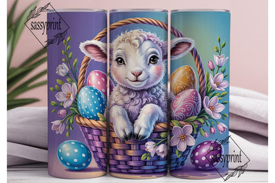 Cute Lamb Easter Basket Tumbler Wrap PNG Sublimation sassyprint 