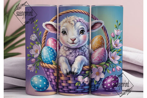 Cute Lamb Easter Basket Tumbler Wrap PNG Sublimation sassyprint 