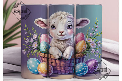 Cute Lamb Easter Basket Tumbler Wrap PNG Sublimation sassyprint 