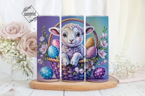 Cute Lamb Easter Basket Tumbler Wrap PNG Sublimation sassyprint 