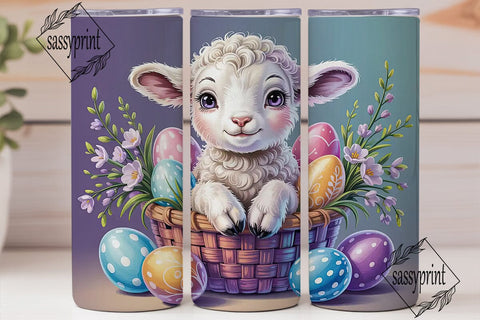 Cute Lamb Easter Basket Tumbler Wrap PNG Sublimation sassyprint 