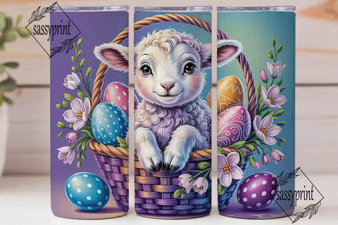 Cute Lamb Easter Basket Tumbler Wrap PNG Sublimation sassyprint 