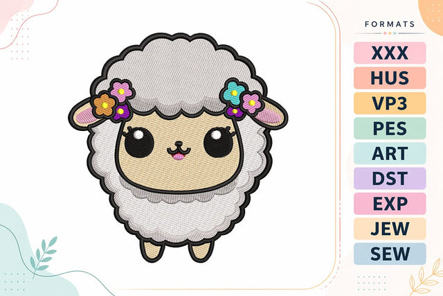 Cute Lamb Embroidery Design - Kawaii Sheep Embroidery/Applique DESIGNS sg embroidery 