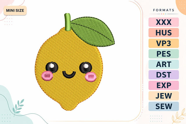 Cute Lemon Mini Embroidery Design | Kawaii Summer Fruit Embroidery/Applique DESIGNS sg embroidery 