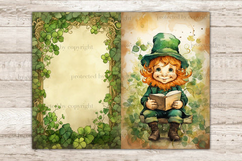 Cute Leprechaun Ephemera | Clover Junk Journal Page SVG GlamArtZhanna 