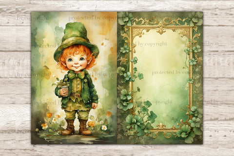 Cute Leprechaun Ephemera | Clover Junk Journal Page SVG GlamArtZhanna 