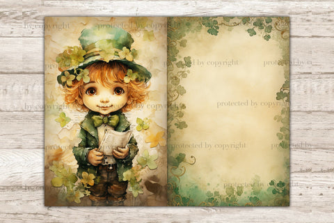 Cute Leprechaun Ephemera | Clover Junk Journal Page SVG GlamArtZhanna 