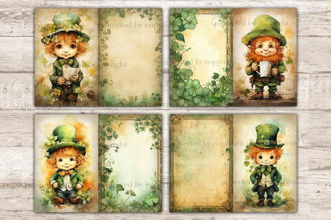 Cute Leprechaun Ephemera | Clover Junk Journal Page SVG GlamArtZhanna 
