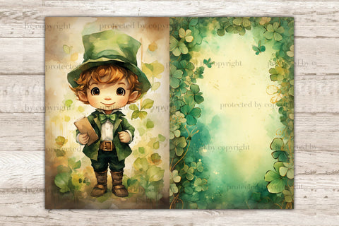 Cute Leprechaun Ephemera | Clover Junk Journal Page SVG GlamArtZhanna 