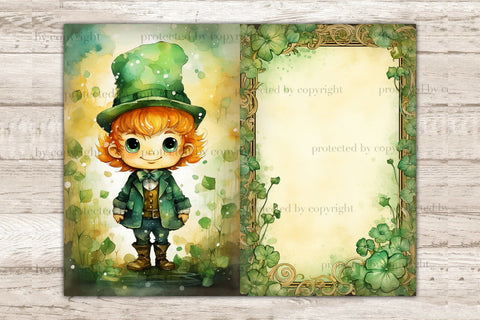 Cute Leprechaun Ephemera | Clover Junk Journal Page SVG GlamArtZhanna 